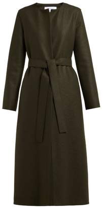 Harris Wharf London Collarless Single Breasted Pressed Wool Coat - Womens - Dark Green