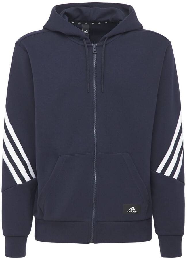 adidas 3 Stripes Hooded Cotton Blend Track Top - ShopStyle Activewear