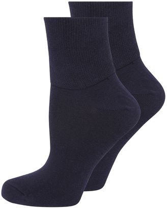 Evans 2 Pack Navy Blue Comfort Socks