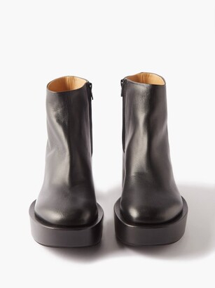 MM6 MAISON MARGIELA Platform Leather Ankle Boots - Black