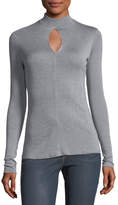 Thumbnail for your product : Frame Mock-Neck Keyhole Long-Sleeve Silk Top