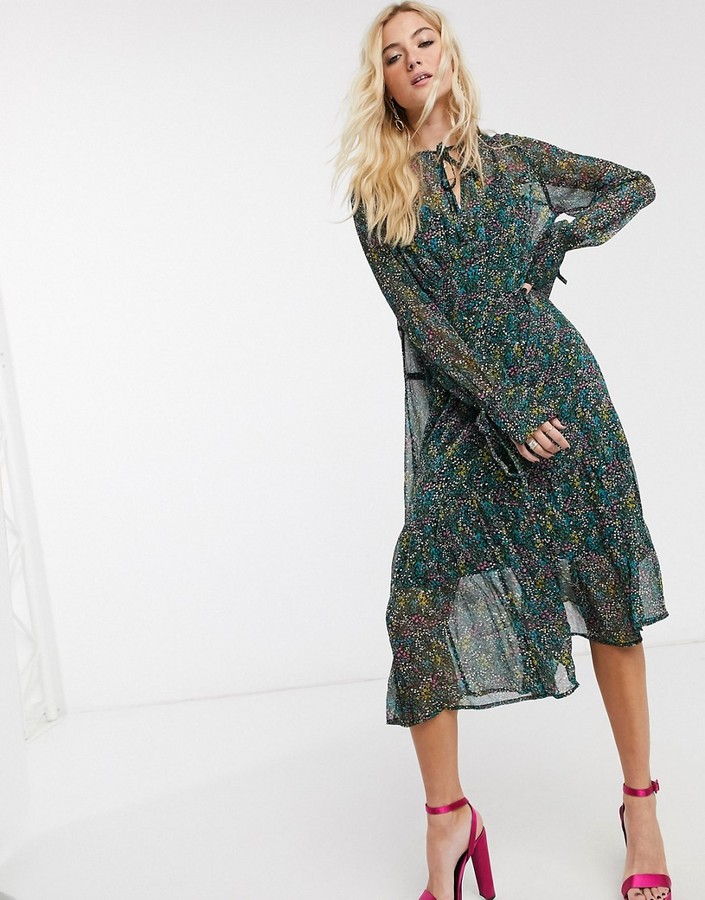 Topshop ditsy floral midi dress in multi - ShopStyle