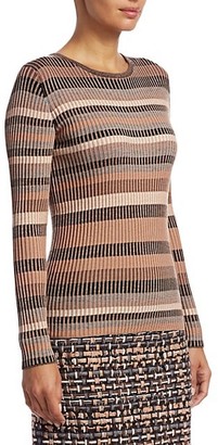 Akris Punto Multi Striped Ribbed Wool Sweater