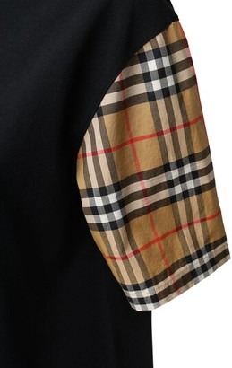 Burberry Serra cotton t-shirt w/ check sleeves