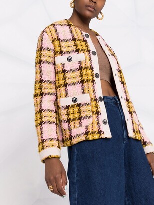 Pinko Check-Pattern Button-Up Jacket