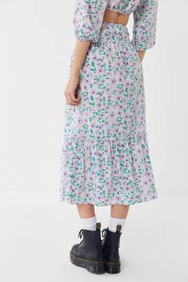 Urban Outfitters Petunia Ruffle Button-Down Midi Skirt