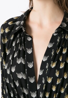 Gloria Coelho Leopard Head-Print Shirt Dress