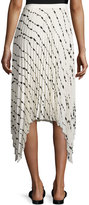 Thumbnail for your product : Helmut Lang Pleated Printed Silk Midi Skirt, White