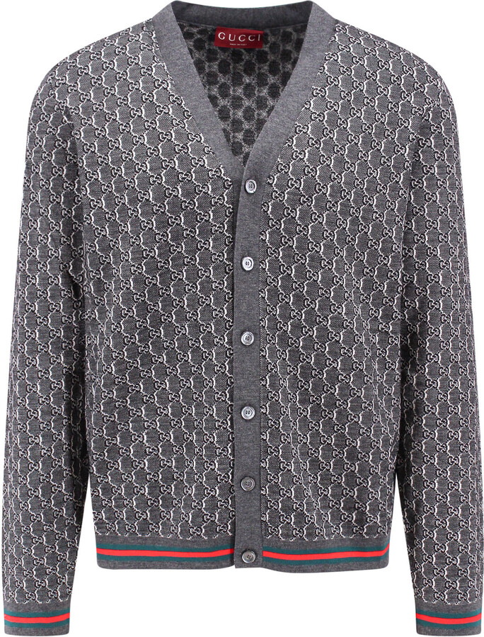 Gucci Wool And Silk Cardigan With Gg Motif
