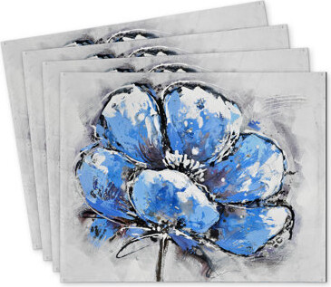 East Urban Home Abstract Blue Petals Polyester Kundra Set of 4 | Home Decor