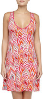 Thumbnail for your product : Josie Magda Chevron-Print Cutout Chemise, Red Multi