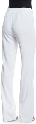 St. John Classic Cady Boot-Cut Pants, Bianco