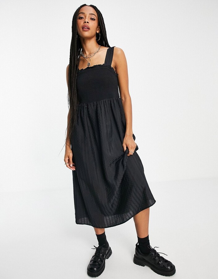 Topshop shirred pini dress in black - ShopStyle
