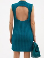 Thumbnail for your product : Bottega Veneta Cutout-back Cotton-blend Aran-knitted Mini Dress - Blue