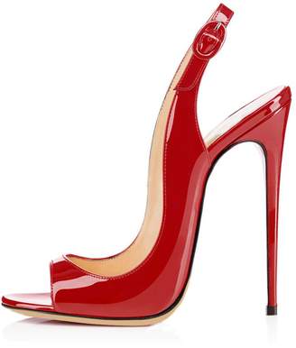 Eldof Women's Patent Leather Pumps,Peep Toe Heels,Slingback Sandals,Evening Shoes,Cute Stilettos US13