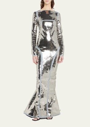 Rick Owens Sequin-Embellished Seamed Mermaid Gown