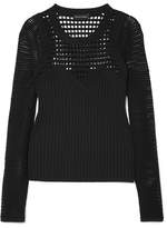 Narciso Rodriguez - Paneled Open-knit Sweater - Black