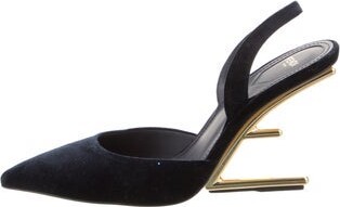 Fendi Zucca FF Logo Leather Slingback Pumps