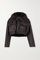 Thumbnail for your product : Bottega Veneta Cropped Shearling-lined Coated-cotton Jacket - Brown