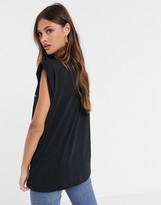 Thumbnail for your product : ASOS DESIGN shoulder pad tee with roll the dice