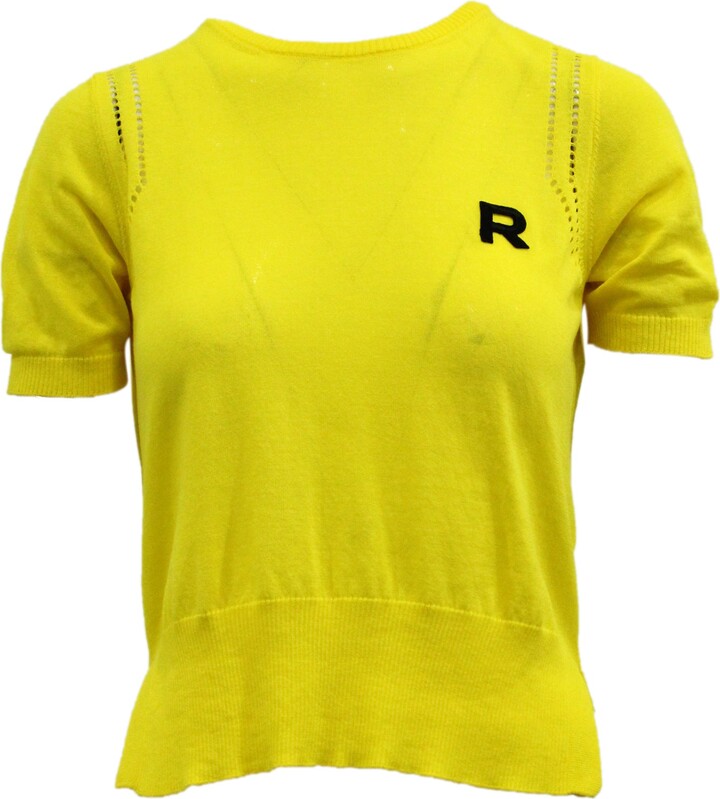 Rochas Knitted T-shirt in Yellow Cotton