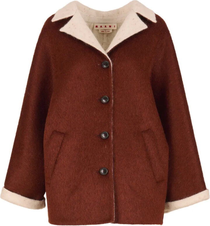 Marni Contrast-Lapel Flared-Sleeves Jacket