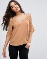 Thumbnail for your product : ASOS Cold Shoulder Cami Top With Flutter Sleeve