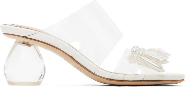 Simone Rocha Transparent White Beaded Perspex Heeled Sandals