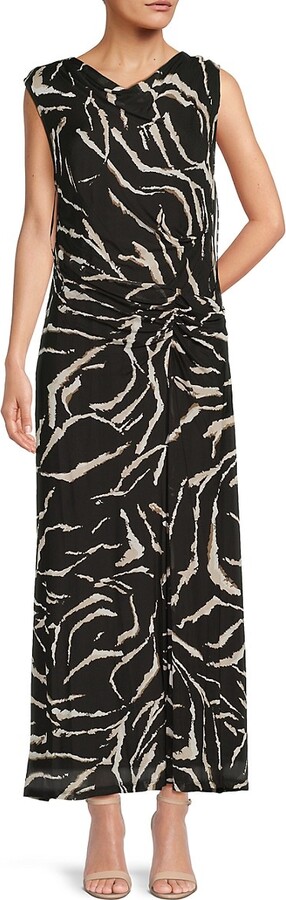 Abstract Ruched Maxi Dress