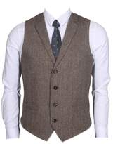 Thumbnail for your product : RuthBoaz 2Pockets 4Buttons Wool Herringbone/Tweed Tailored Collar Suit Vest
