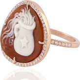 Thumbnail for your product : Artisan 18K Gold Shell Cameos Star Mug Diamond Ring Handmade Jewelry