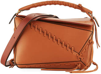 Loewe Puzzle Whipstitch Leather Satchel Bag, Tan