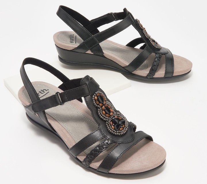 earth leather wedge sandals
