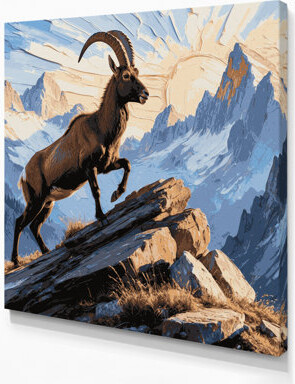Union Rustic Wildlife Alpine Ibex Gray Canvas Wall Art