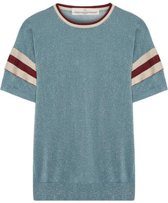 Golden Goose Claudine Striped Metallic Knitted Top - Light blue