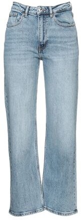 Only Ella straight leg jeans with distress in light blue - ShopStyle