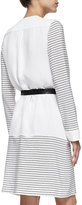 Thumbnail for your product : Derek Lam Long-Sleeve Stripe/Solid Silk Shirtdress