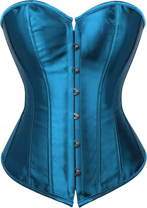 Prilagopj Women Basques Overbust Lace Up Boned Bustier Corset Top Clubwear Plus  Size Solid Blue Satin Sexy 6Xl Lace-Up Lingerie Top Shapewear Clubwear  Party Night Corset - ShopStyle