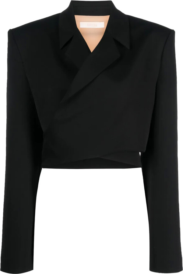 Ssheena Wrap-Design Cropped Blazer