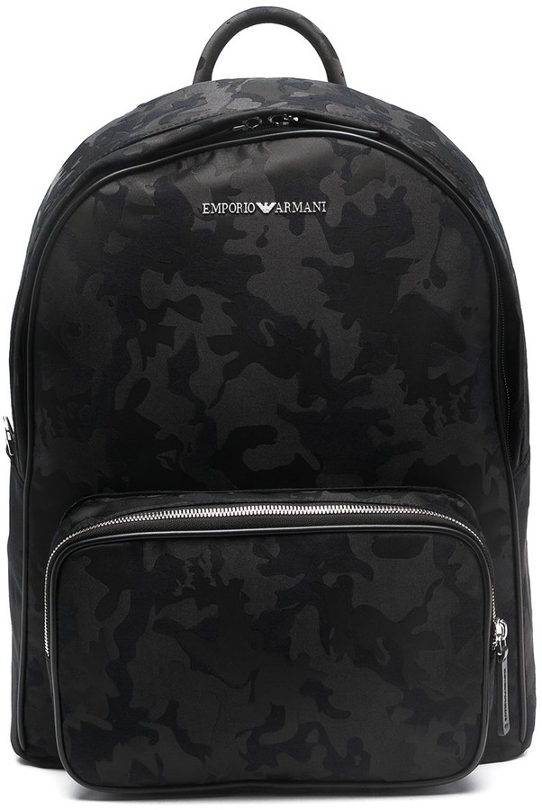 Emporio Armani Logo Plaque Quilted Backpack - ShopStyle