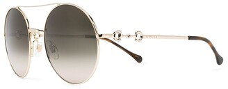 Gucci Eyewear Round Frame Horsebit Detail Sunglasses