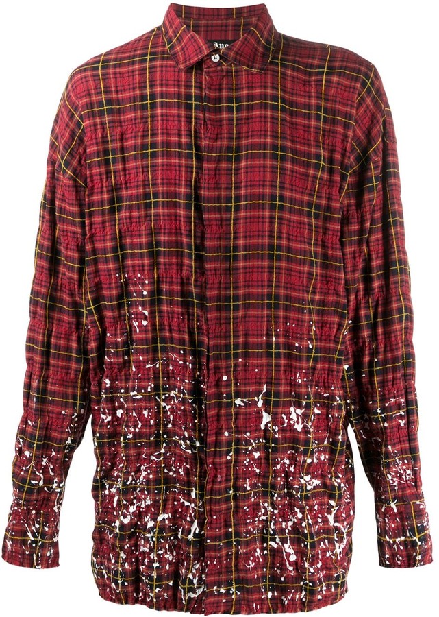 Palm Angels PaintSplatter Checked Shirt ShopStyle