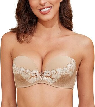 Cavotor Womens Sexy Lace Bandeau Bra Strapless Tube Top Padded