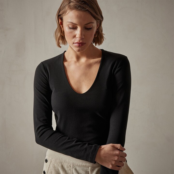 James Perse Stretch Lotus Deep V Tee