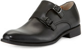 Thumbnail for your product : Neiman Marcus Luther Double-Monk Leather Loafer, Black