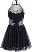 Thumbnail for your product : Blondie Nites Applique Bodice Fit & Flare Halter Dress