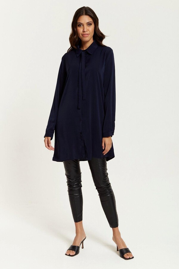 HOXTON GAL Oversized Long Sleeves Shirt with Tie Detail ShopStyle Tops
