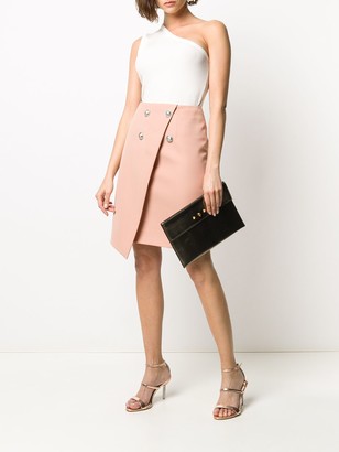Balmain Stud-Embellished Asymmetric Skirt