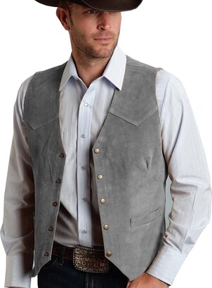 Tuikayoo Men's Suede Leather Suit Vest Vintage Western Cowboy Waistcoat(L -  ShopStyle