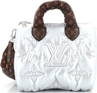Louis Vuitton Speedy Bandouliere Bag Monogram Quilted ECONYL Nylon 25 Silver